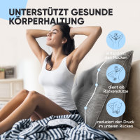 Björn&Schiller Rückenkissen grau, 100 cm Lesekissen für Bett und Sofa, Keilkissen, Rückenpolster für die Wand mit waschbarem Bezug