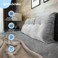 Björn&Schiller Rückenkissen grau, 100 cm Lesekissen für Bett und Sofa, Keilkissen, Rückenpolster für die Wand mit waschbarem Bezug