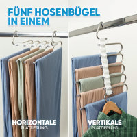Björn&Schiller Hosenbügel platzsparend 5-in-1, faltbarer Kleiderhalter, 2 Stück, für Hosen, Röcke, Schals, rostfreiem Edelstahlhaken