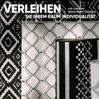 Björn&Schiller Teppichläufer 60x180 cm, rutschfester Teppich schwarz (Shadow Grid) moderner Flurteppich lang, hochwertiger Küchenteppich