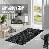 Björn&Schiller Teppichläufer 60x180 cm, rutschfester Teppich schwarz (Onyx Lattice) moderner Flurteppich lang, hochwertiger Küchenteppich