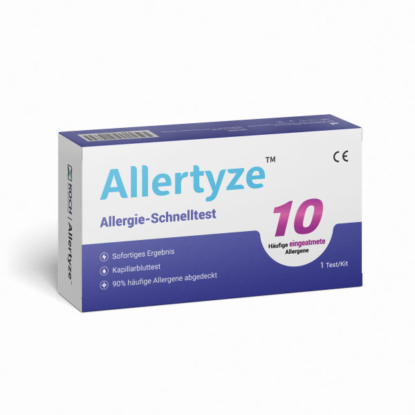 Allertyze Allergie-Schnelltest, ohne Versand in ein Labor, sofortiges Ergebnis, Kapillarbluttest, medizinische Tests