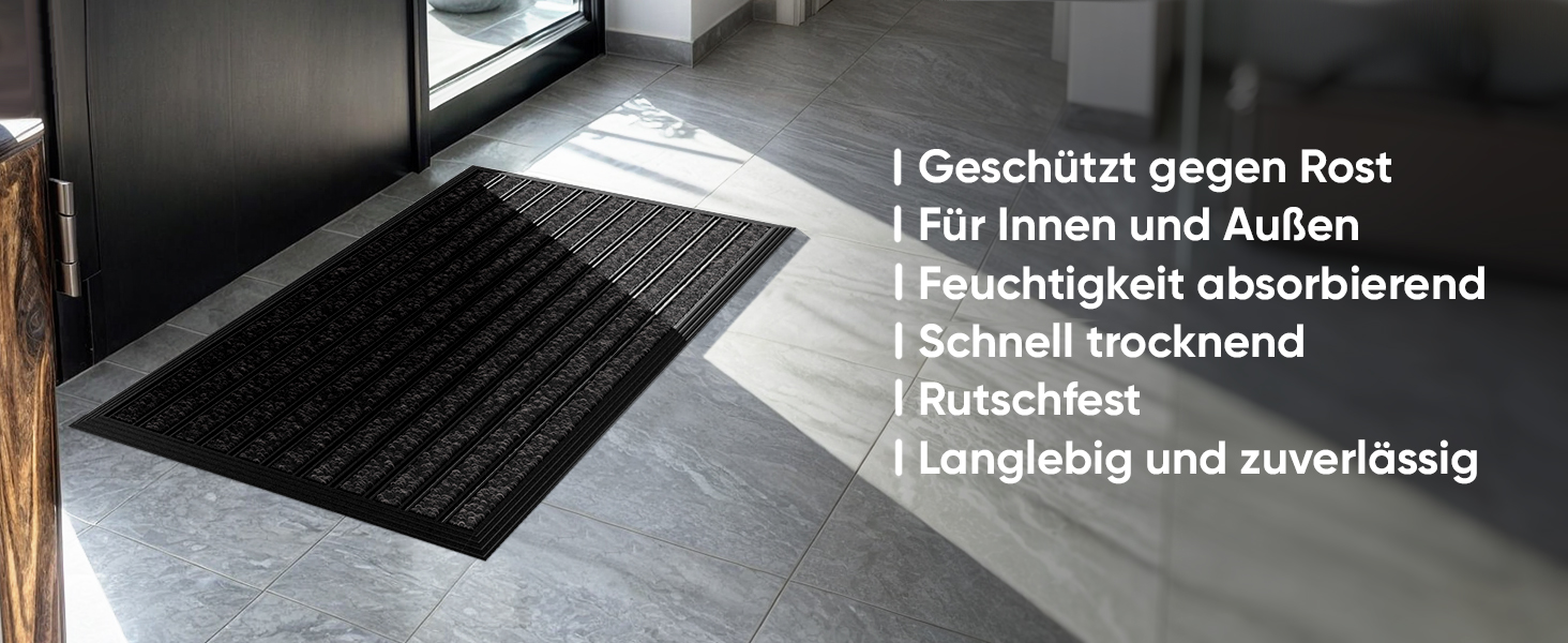 Fußmatte außen 40x60 cm mit schwarzem Aluminium Rand, Türmatte Outdoor wetterfest Schuhabstreifer mit Polypropylen-Fasern-4