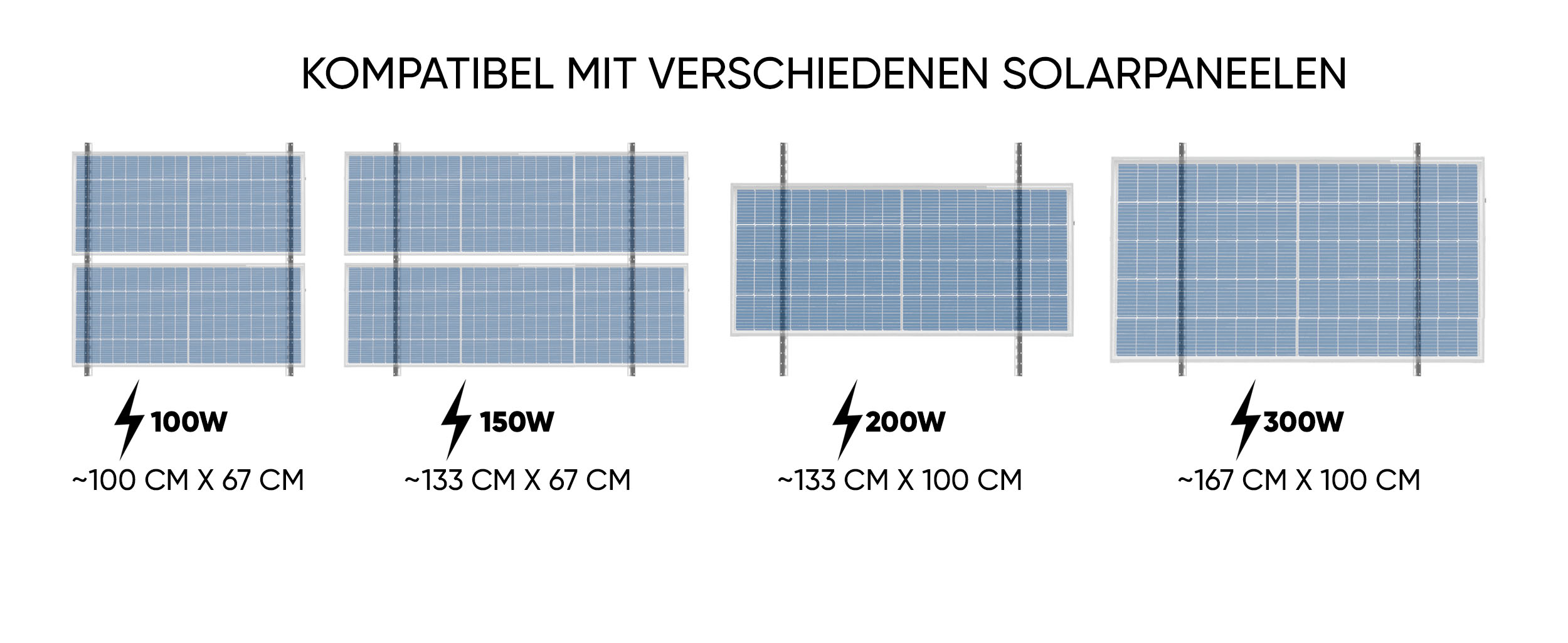 1 Paar Solarpanel Halterung 114 cm, robustes Aluminium Winkelprofil, Solarhalterung: Montage für Balkon, Wand, Flachdach, Ziegeldach & Wohnmobil, Zubehör Balkonkraftwerk Gestell, Solarpanel Ständer-5