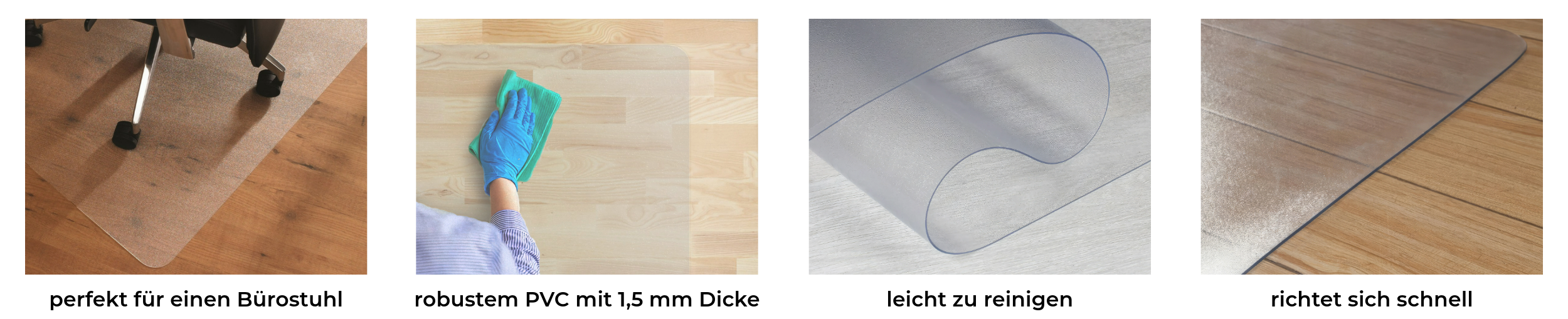 Björn&Schiller Bodenschutzmatte Kratzschutz Schreibtischunterlage, Grau/Transparent, Rutschfeste Bürostuhlunterlage, Bodenmatte, Stuhlunterlage, Stärke: 1,5 mm, Größe: 100 x 120 cm-3
