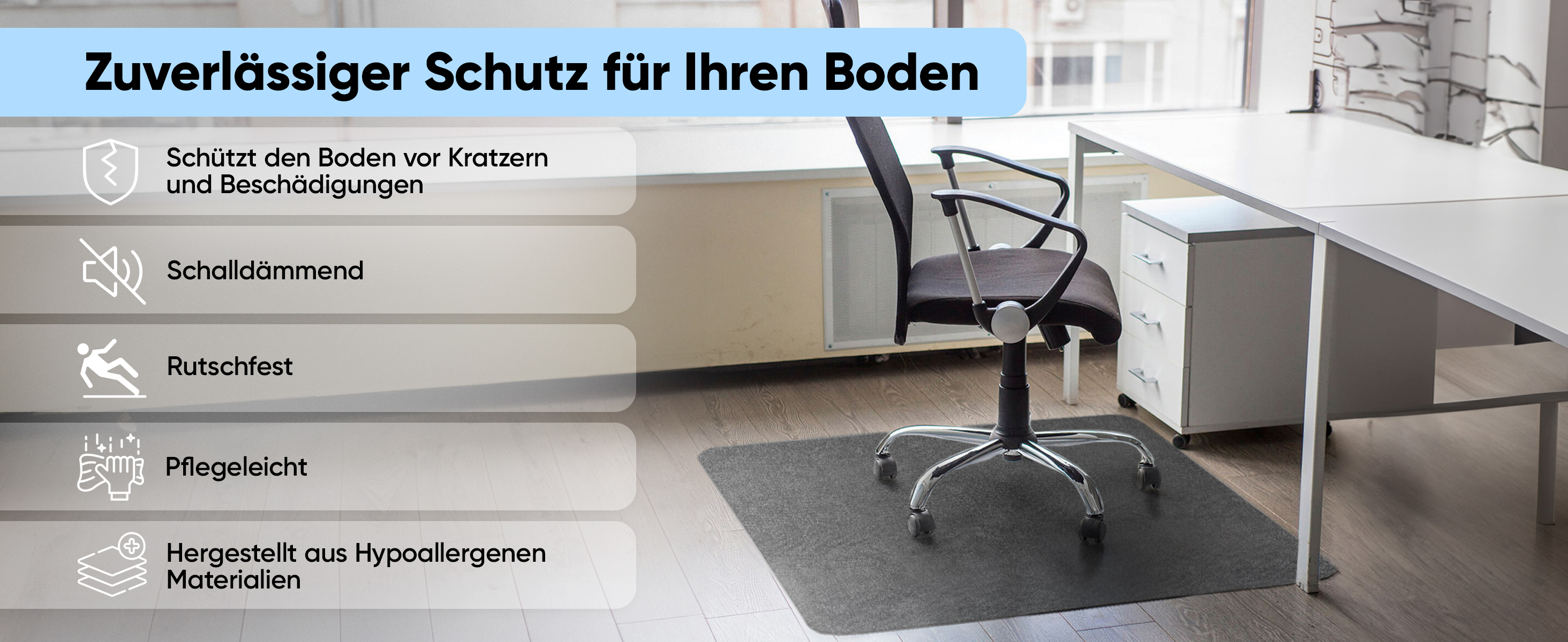 Björn&Schiller Bodenschutzmatte Kratzschutz Stuhlunterlage plastik grau, Schreibtischunterlage, Bodenmatte, Stärke: 1,5 mm, Größe: 100 x 120 cm-4